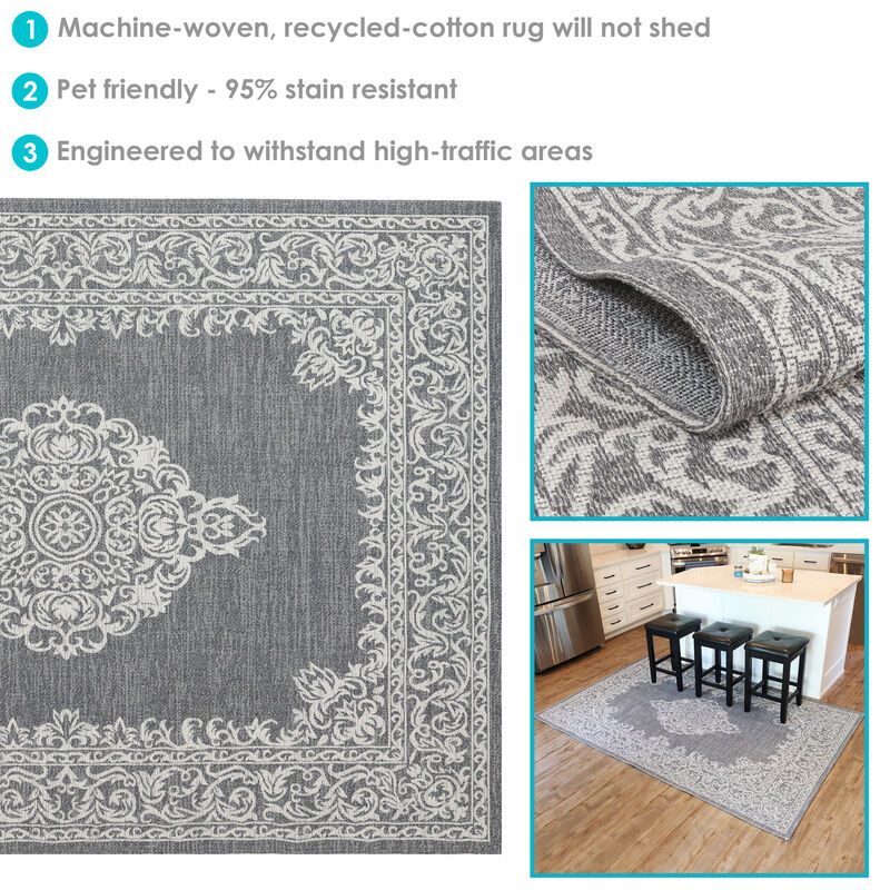 Sunnydaze Parisian Paradise Indoor Area Rug - Ash - 5 ft x 7 ft