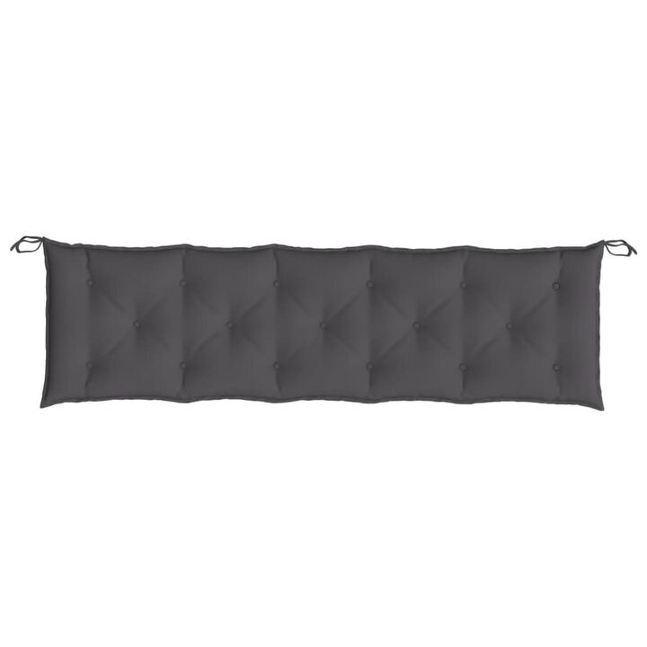 Outdoor Cushion for Bench Set of 2, Tufted Stitch Gray Oxford Fabric - Benzara