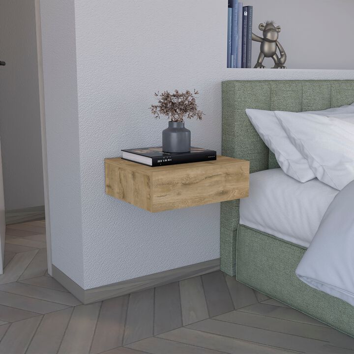 DEPOT E-SHOP Ivor Floating Nightstand, Modern Wall-Mounted Bedside Shelf with Drawer, Black