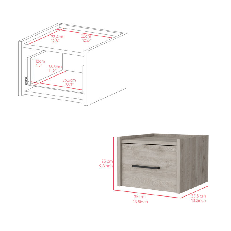 Streamdale Floating Nightstand Calion, Bedroom, Light Gray