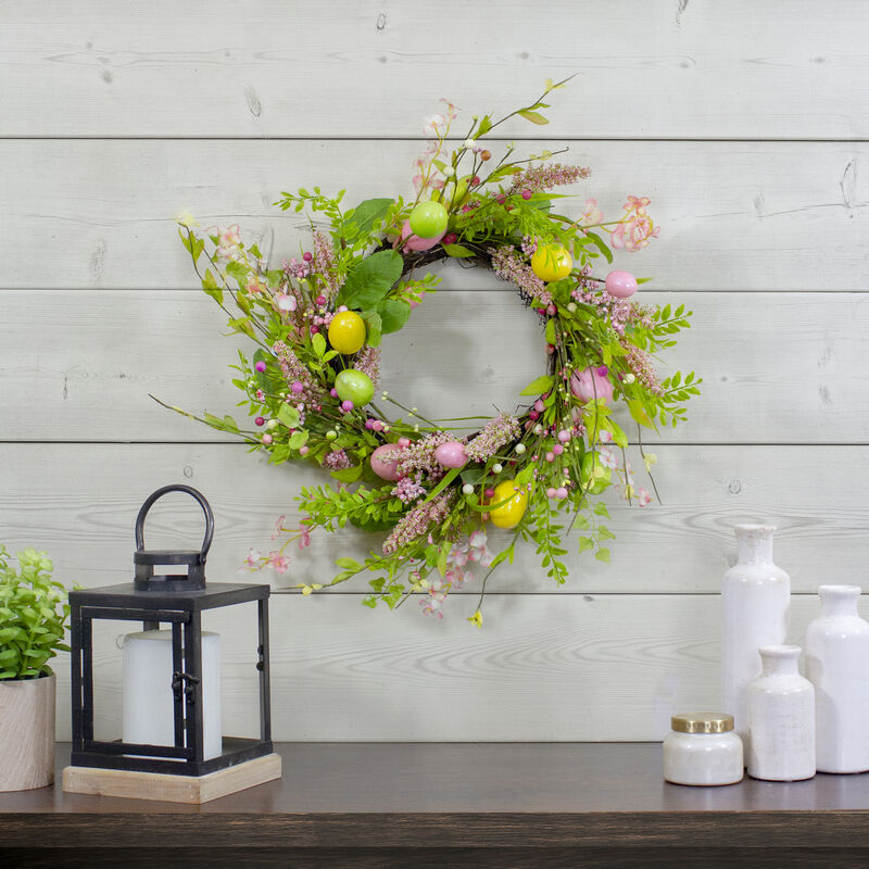 Easter Egg with Berry Floral Springtime Wreath  Pink and Green 20"