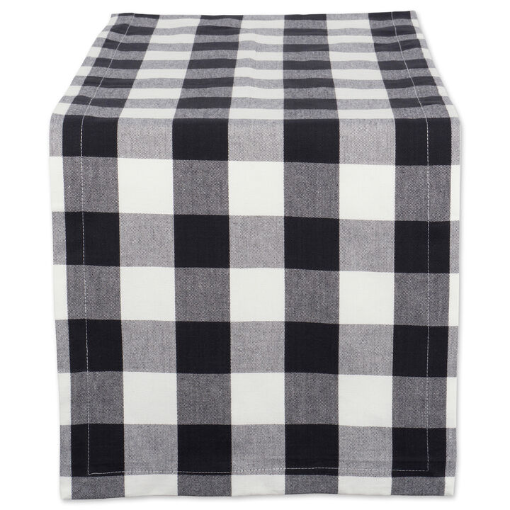 14" x 108" Black and White Buffalo Checkered Pattern Rectangular Table Runner