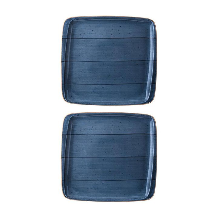 Dusk 8.5" x 8" Square Blue Porcelain Plate (Set of 2)