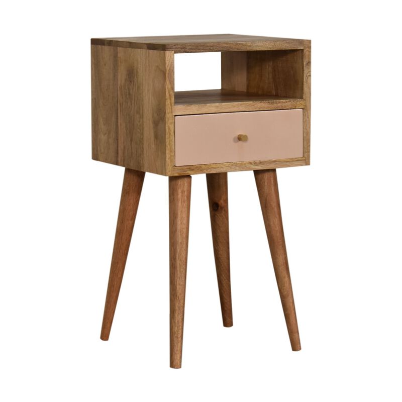 Mini Blush Hand Painted   Solid Wood 1 Drawer NightStand