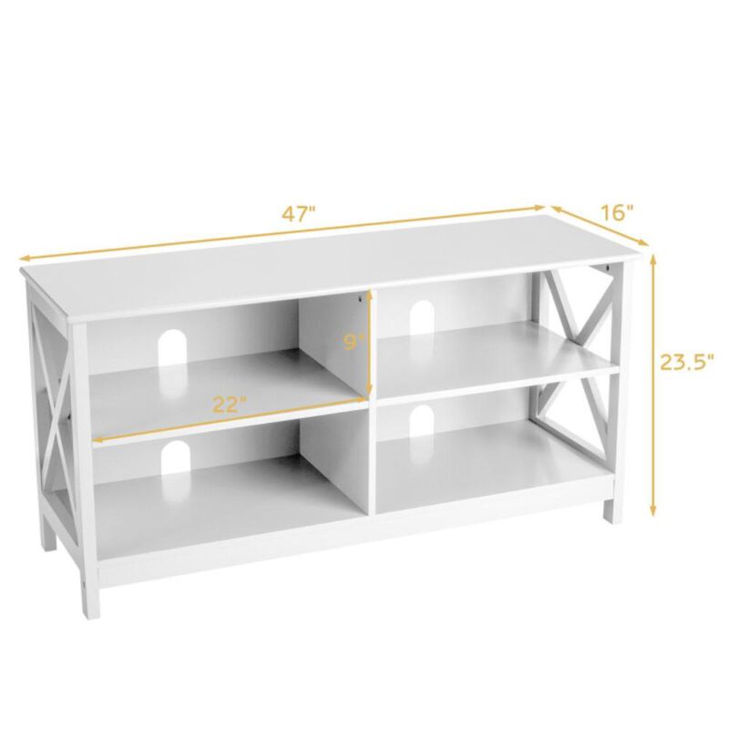Hivvago Wooden TV Stand Entertainment for TVs up to 55 Inch with X-Shaped Frame