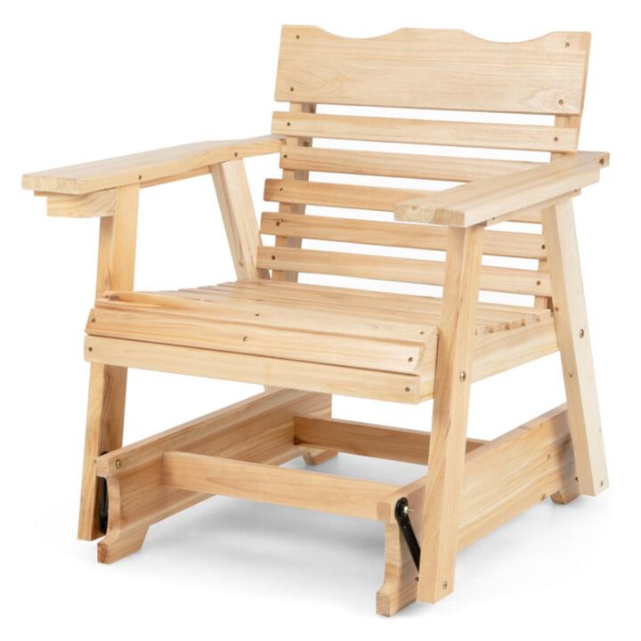 Hivvago Outdoor Wood Rocking Chair with High Back and Widened Armrests