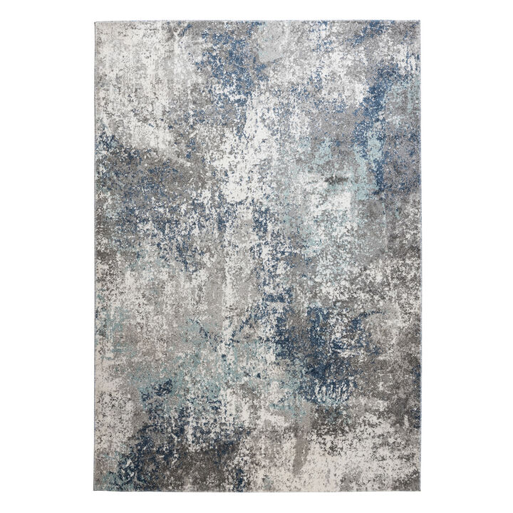 Yasmin Deva Blue/Gray Abstract Polyester Area Rug 9' x 13'