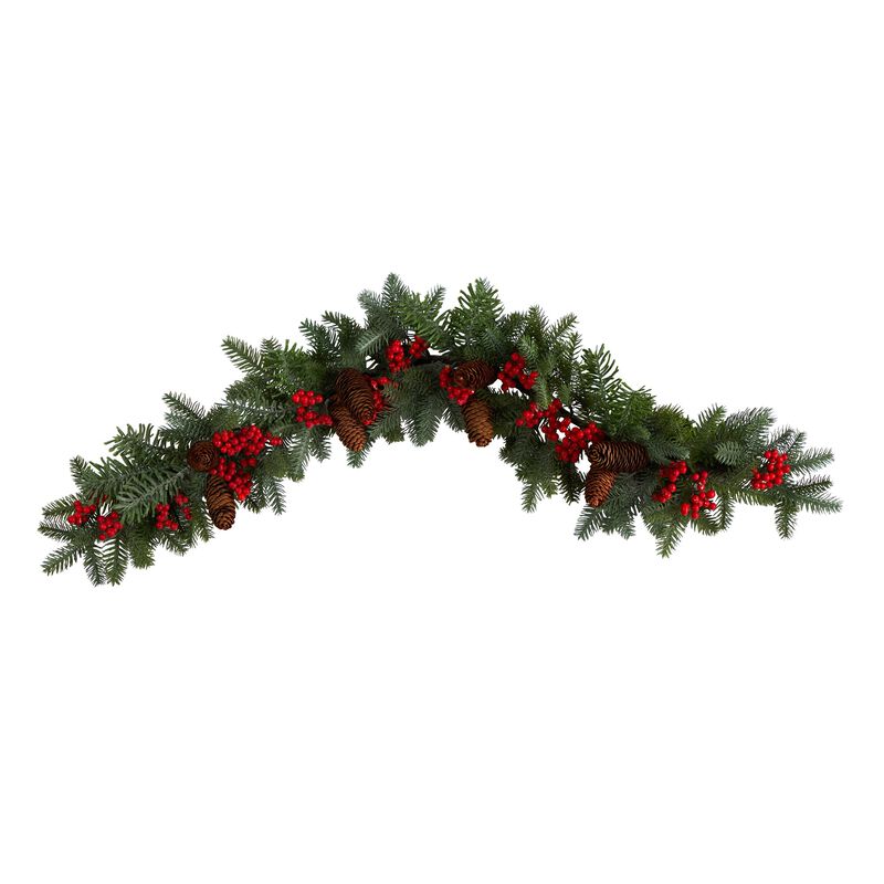 Hivvago 40" Pines, Red Berries and Pinecones Artificial Christmas Garland