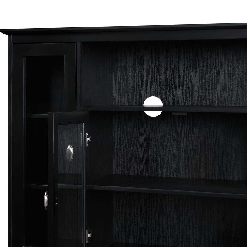 Convenience Concepts Summit Highboy TV Stand with Storage Cabinets and Shelves, Black Finish