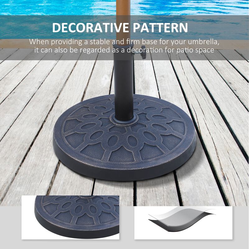 Elegant Shade Stabilizer: 18" Round 26.4lb Bronze Decorative Umbrella Stand
