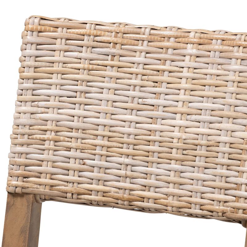 Bali & Pari Barossa Bohemian Grey Kubu Rattan And Mahogany Wood Dining Chair