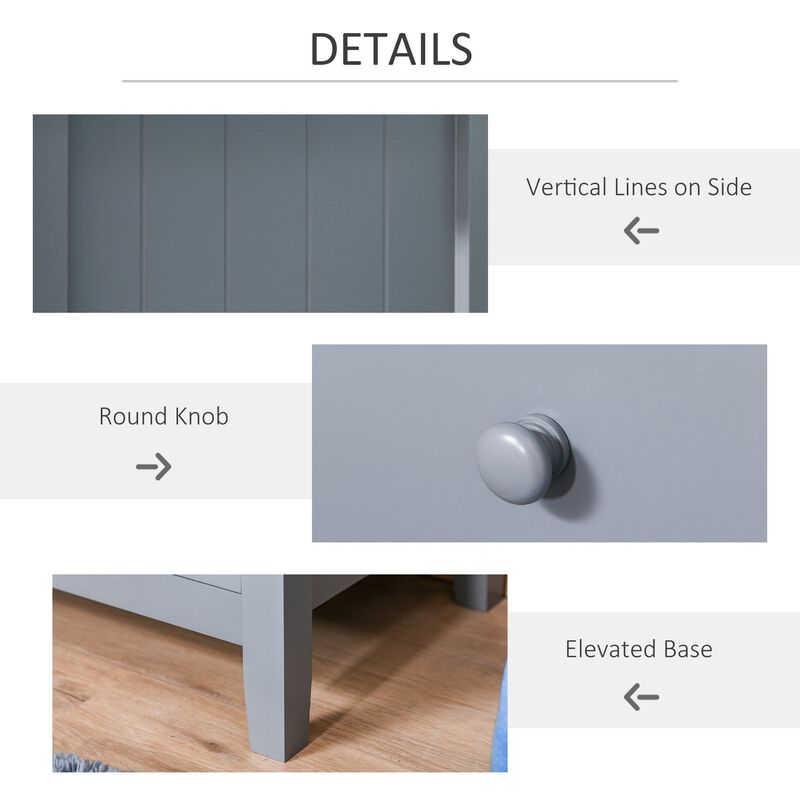 Grey Modern Nightstand: Sleek Bedside Table with Drawer and Shelf