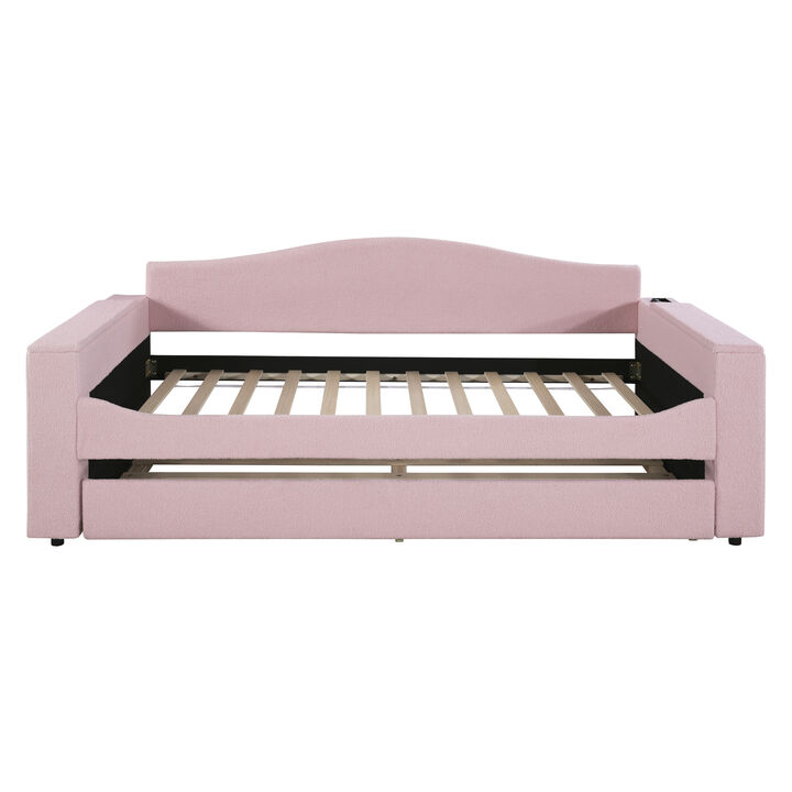 Merax Upholstered Daybed with Storage Armrests