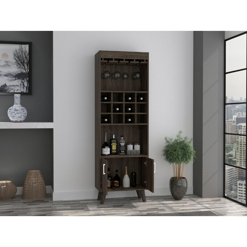 Kisco 1-Drawer 2-Shelf Bar Cabinet Dark Walnut