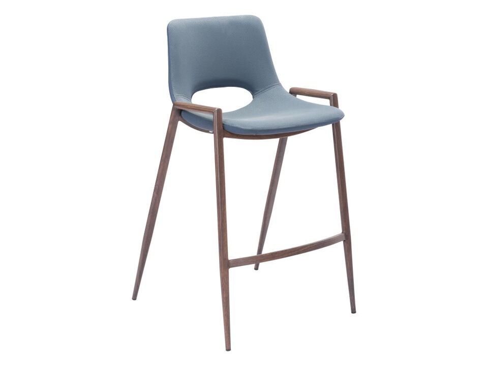 Desi Counter Stool (Set of 2) Azure Gray & Walnut