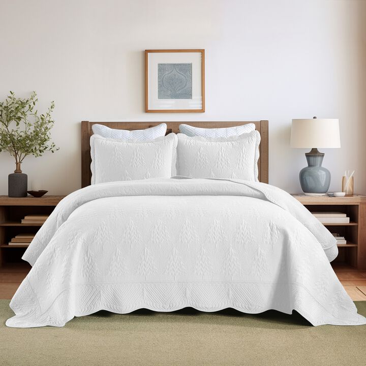 Marcielo 3 Piece 100% Cotton Christmas Tree Bedspread Set Coverlet Set Lightweight Quilt Set