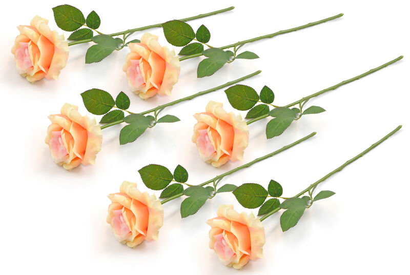 Set of 6 Yellow Decorative Centerpiece Rose Flowers  22"