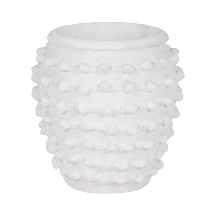 9" Woven Knot Planter, White