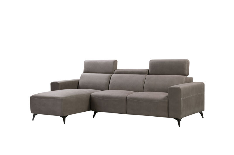 Pasargad Home Modern Bari Sectional Sofa with Push Back Functional, Left Facing Chaise, Grey