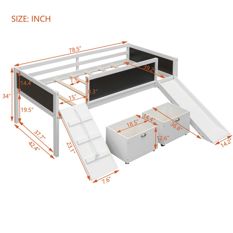 Merax Loft Bed with 2 Storage Boxes