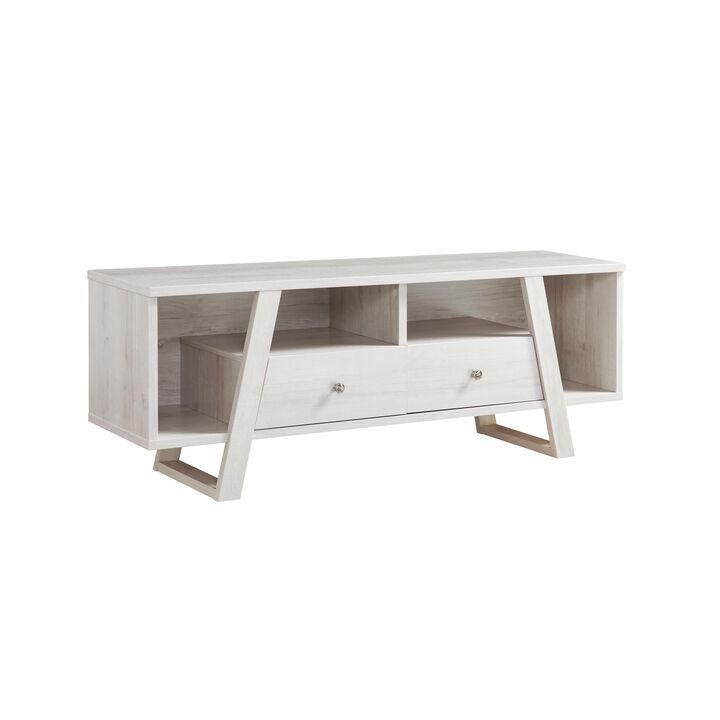 White Oak TV Stand with 2 Drawers and 4 Open Shelves