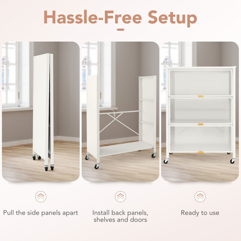 4-Tier Kitchen Bakers Rack with Flip Doors and Storage Shelves