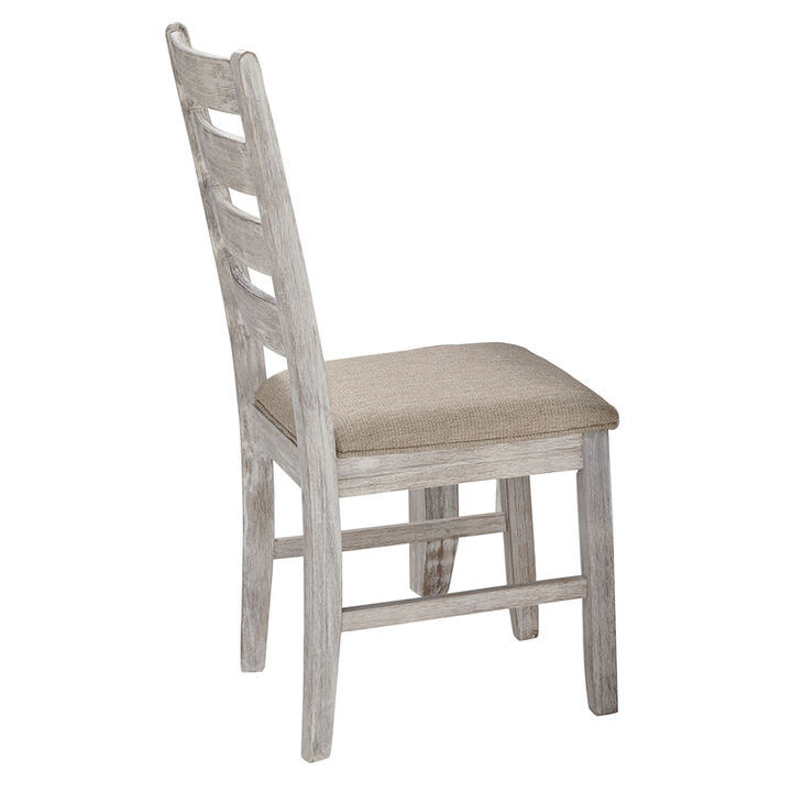 Farmhouse Two Tone Dining Set with 1 Table and 6 Chairs, Weathered Brown - Benzara