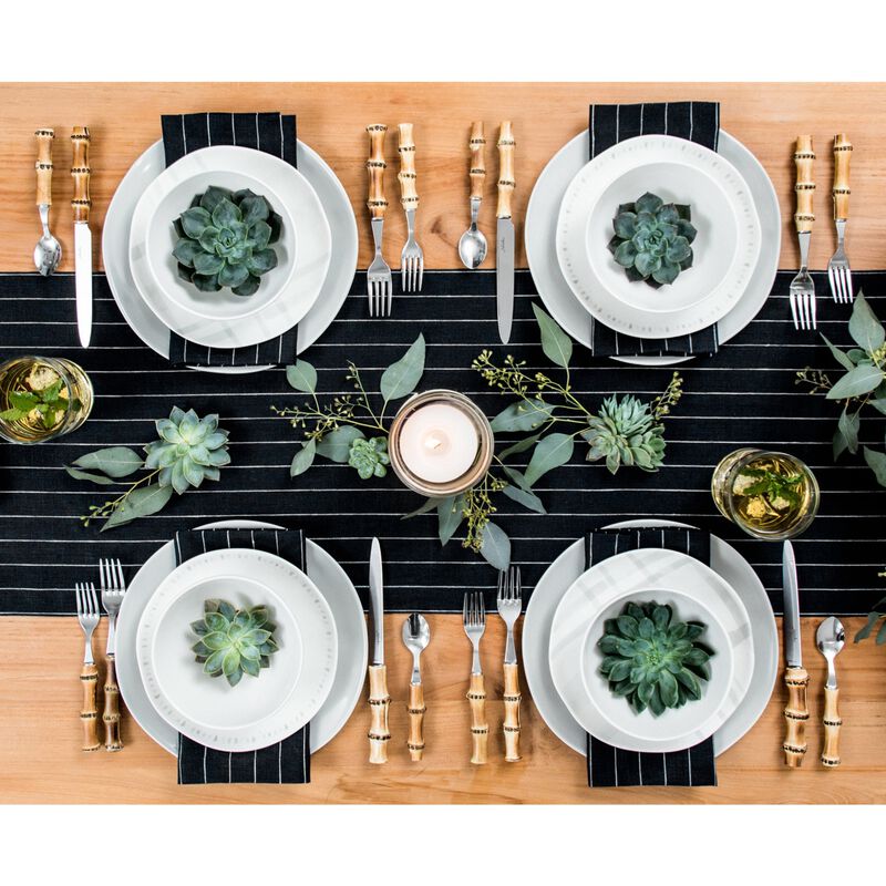 Solino Home 100% Pure Linen Table Runner | Pinstripe