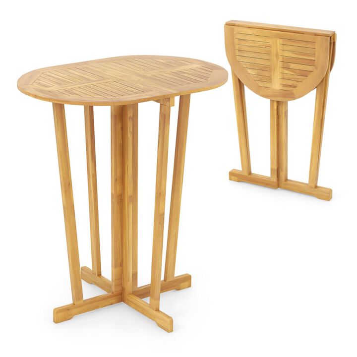 Hivvago Outdoor Folding Bar Table with Oval Tabletop and Cross Base