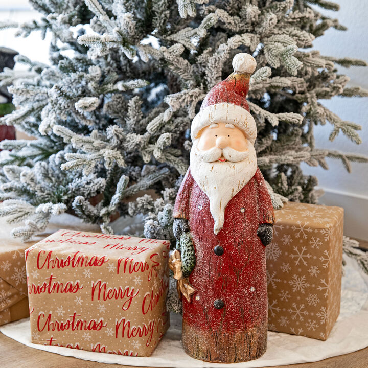 Sunnydaze Rustic Santa Indoor Pre-Lit LED Christmas Statue - 24 in