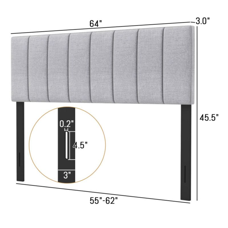 Hivvago Linen Upholstered Headboard with Solid Wood Legs and Adjustable Width