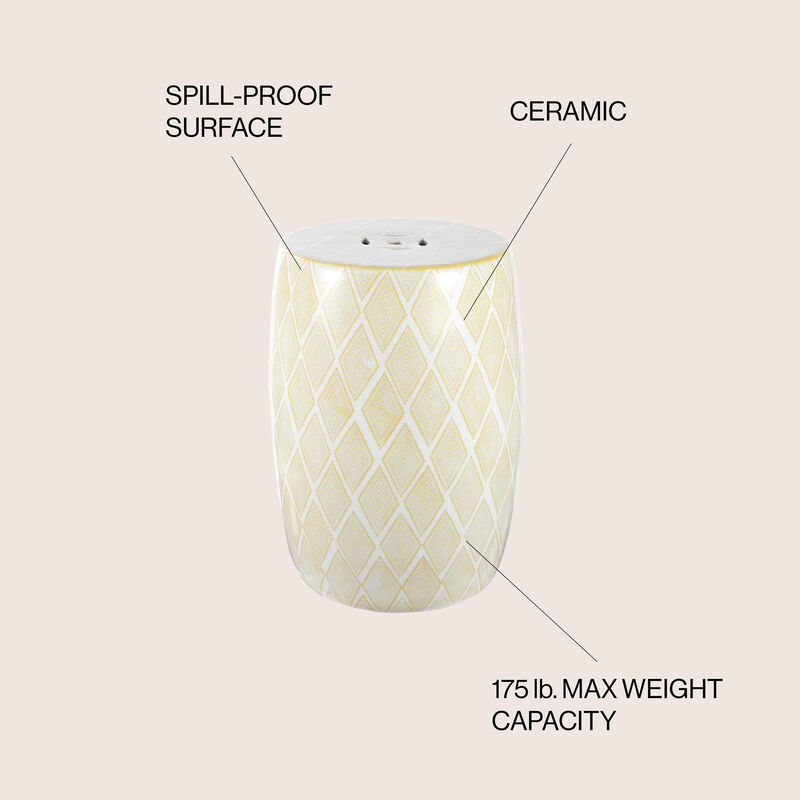 Moroccan Diamonds Ceramic Drum Garden Stool
