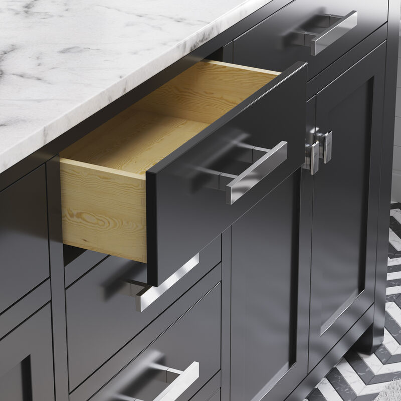 Madison 72 In. Double Sink Carrara White Marble Countertop Bath Vanity in Espresso