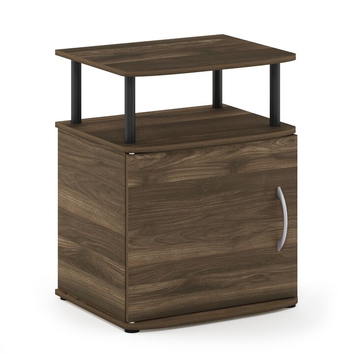Furinno JAYA End Side Sofa Table/Nightstand with Door, 1-Pack, Columbia Walnut/Black