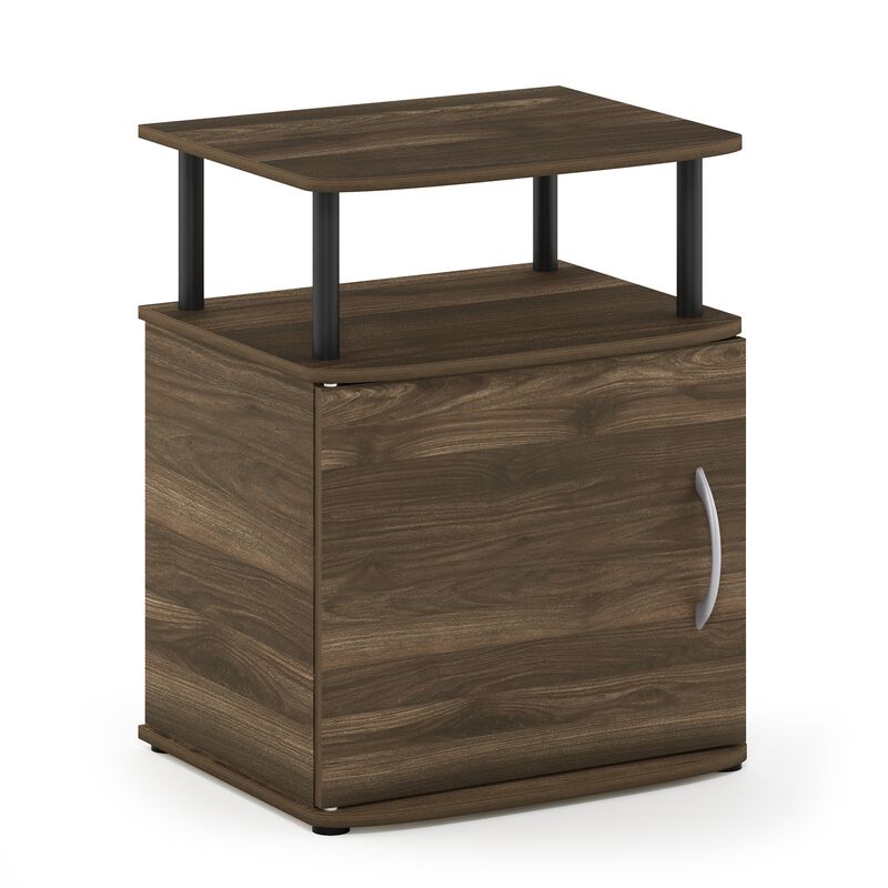 Furinno JAYA End Side Sofa Table/Nightstand with Door, 1-Pack, Columbia Walnut/Black