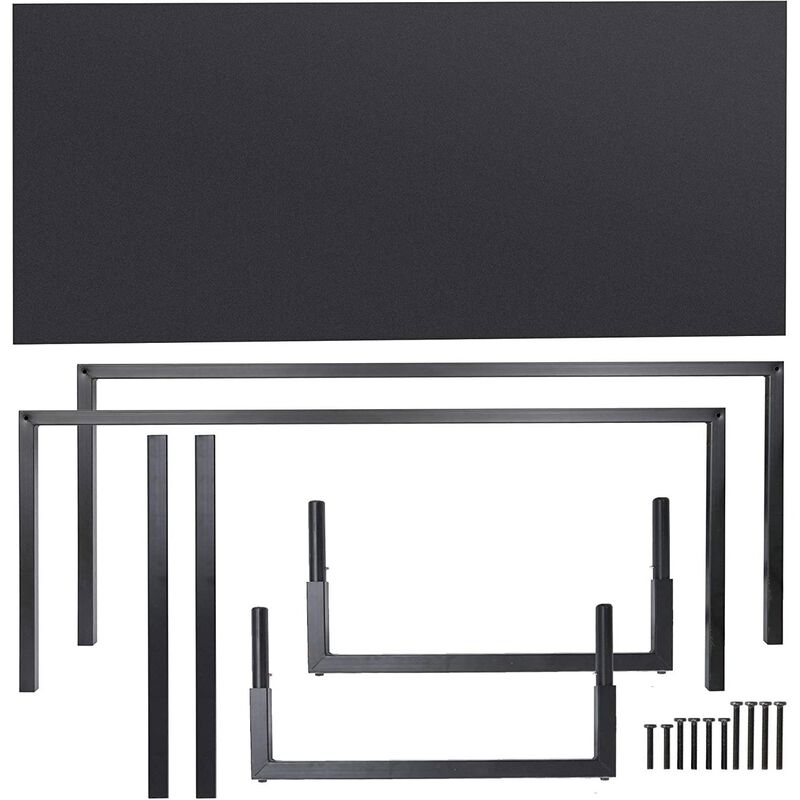 Hivvago Black Metal Frame Wood Top Modern Home Office Laptop Computer Desk Writing Table