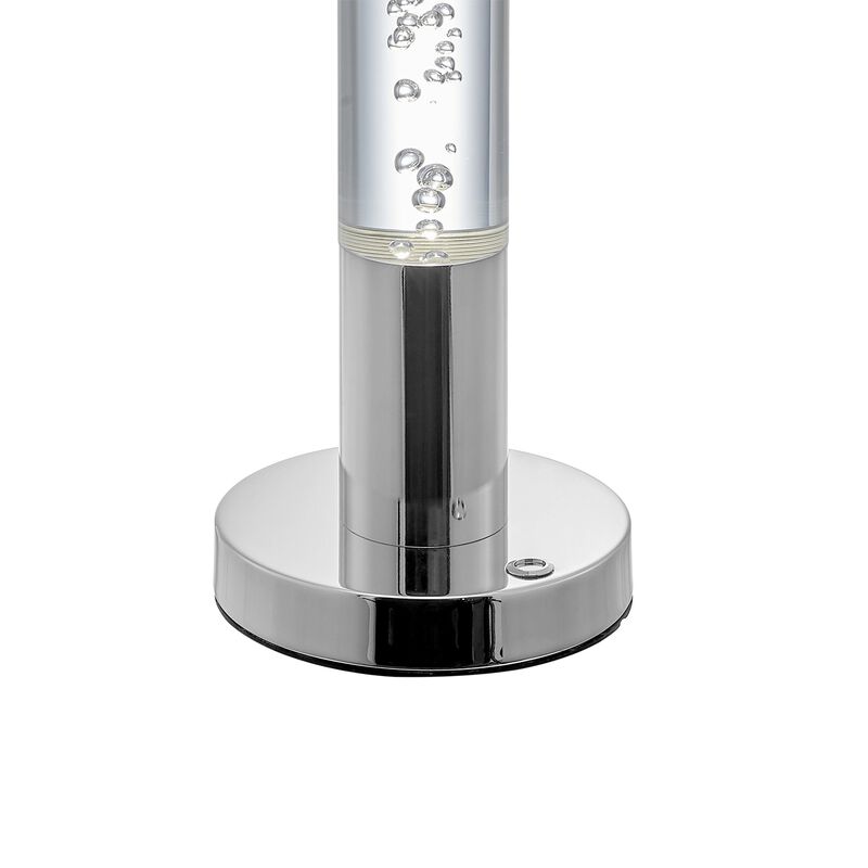 Cylinder Table Lamp Chrome Metal and Acrylic LED Light