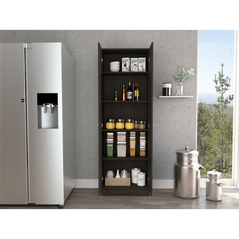 Multi Storage Cabinet, Double Door, Five Shelves - Espresso Black