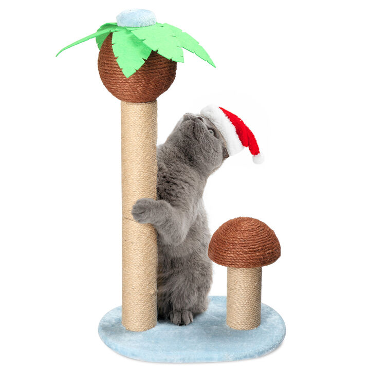 Tropical Palm Tree Cat Scratching Post, Fun Cat Scratcher with Sisal & Hanging Toys
