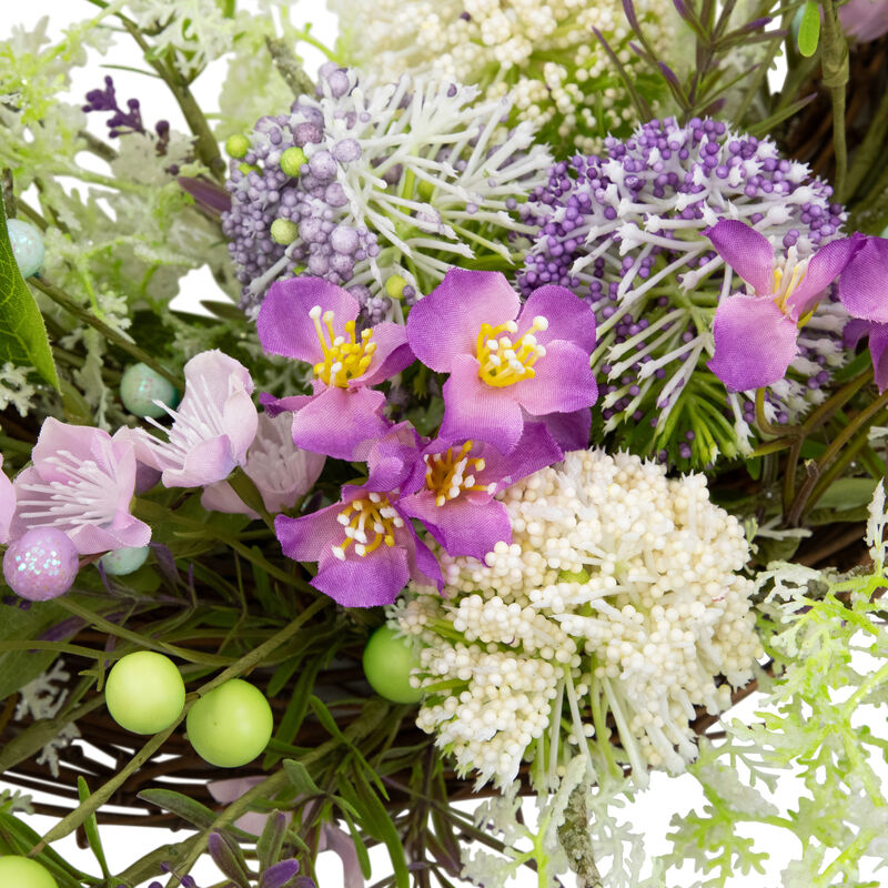 Wildflower and Berry Half Spring Wreath - 24" - Purple