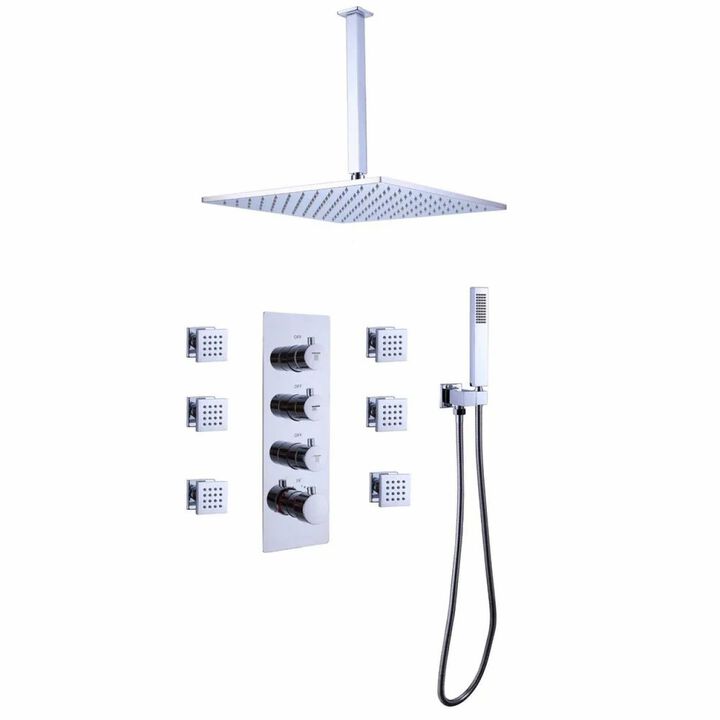 Luxury Thermostatic Mixer Shower System Combo Set Shower Head And Handshower