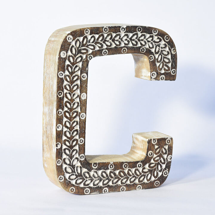 Vintage Natural Handmade Eco-Friendly "C" Alphabet Letter Block For Wall Mount & Table Top Décor
