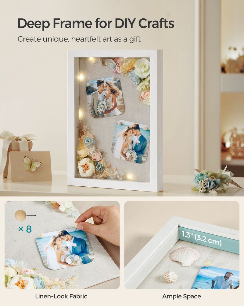 Box Picture Photo Frame with 8 Wood Push Pins