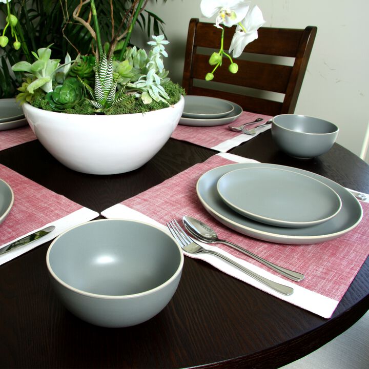 Gibson Home Rockaway 12 Piece Stoneware Dinnerware Set in Matt Grey