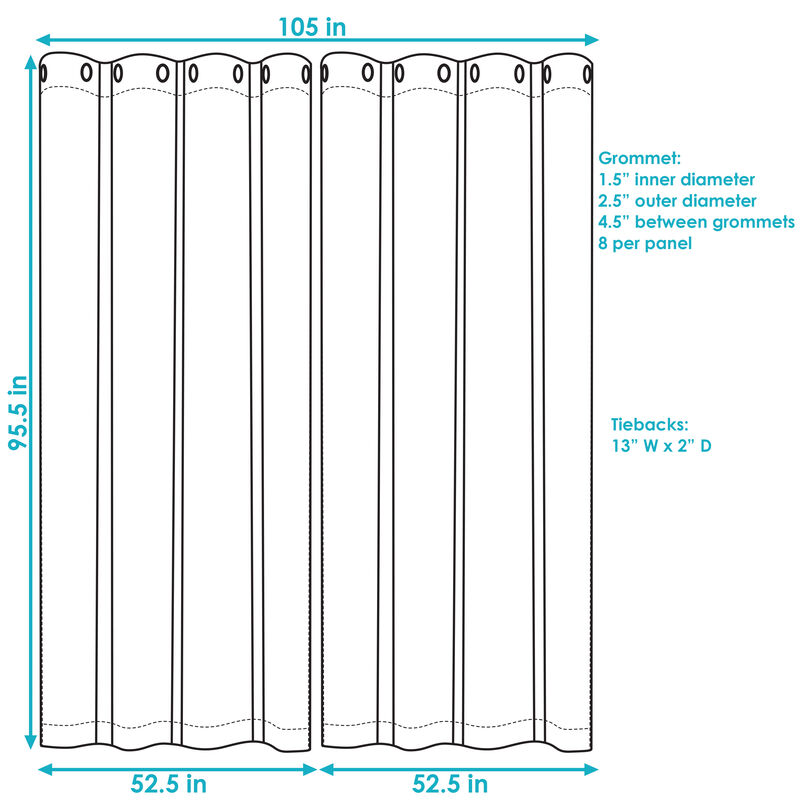 Sunnydaze Modern Outdoor Curtain Panel - 52 in x 96 in
