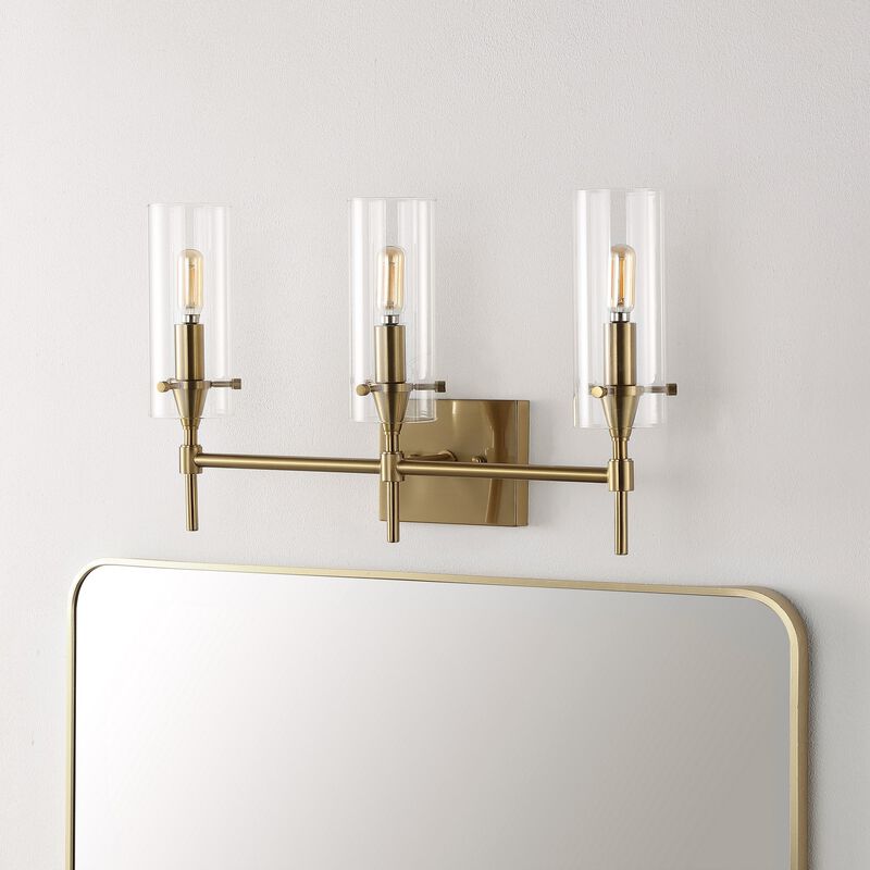 Cato Bohemian Farmhouse Iron/Glass LED Vanity