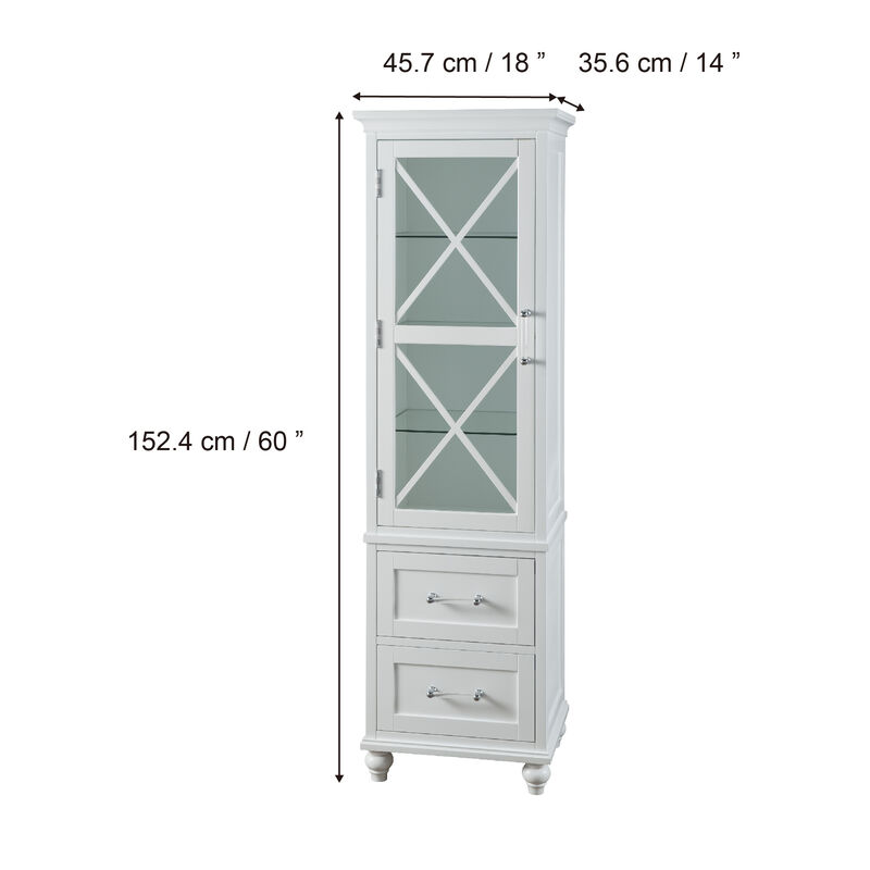 Teamson Home Blue Ridge Wooden Linen Tower Cabinet with Adjustable Shelves, White
