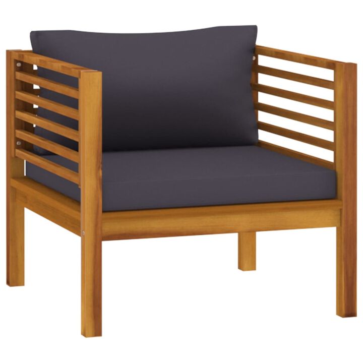 vidaXL Patio Chair with Dark Gray Cushions Solid Acacia Wood