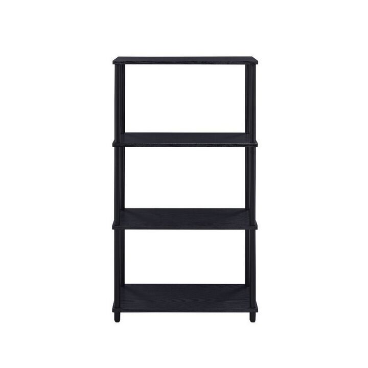 Bookshelf with Black Metal Frame, Black-Benzara