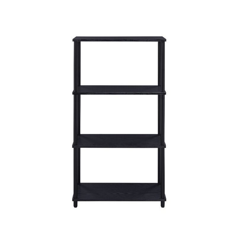 Bookshelf with Black Metal Frame, Black-Benzara